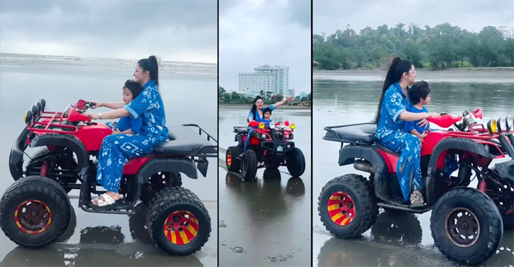 ছেলেকে নিয়ে পরীর সমুদ্র বিলাস